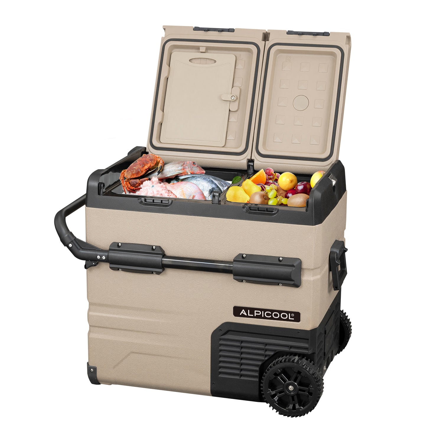 Alpicool TAW55 Portable Refrigerator 58 Quart(55 Liter) Dual Temperature Control Fridge Mini Freezer for Travel,Camping,Fishing, Outdoor -12/24v DC