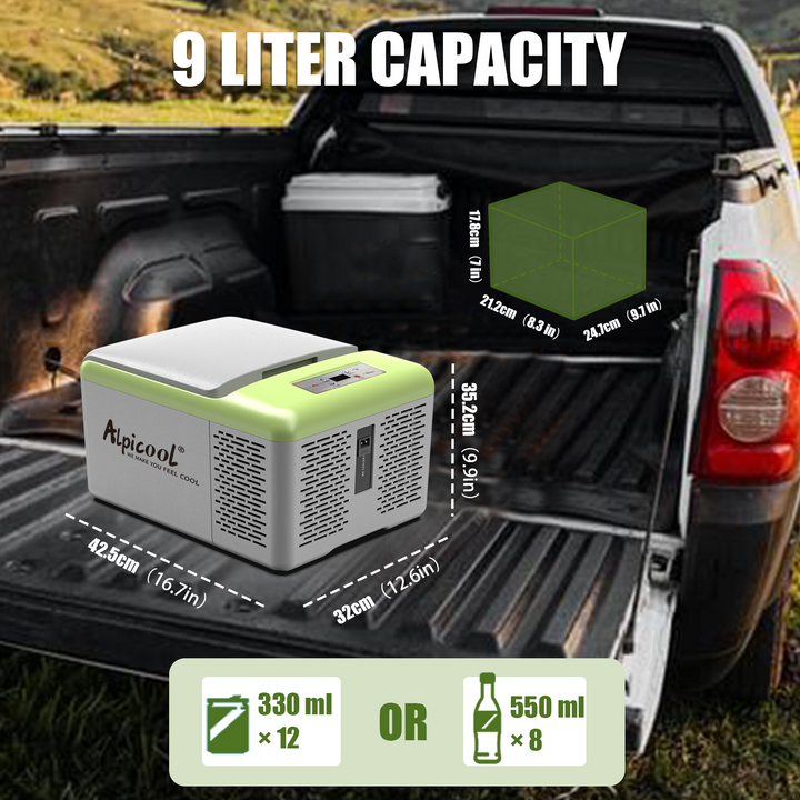 Alpicool C9PT Green Mini Car Fridge