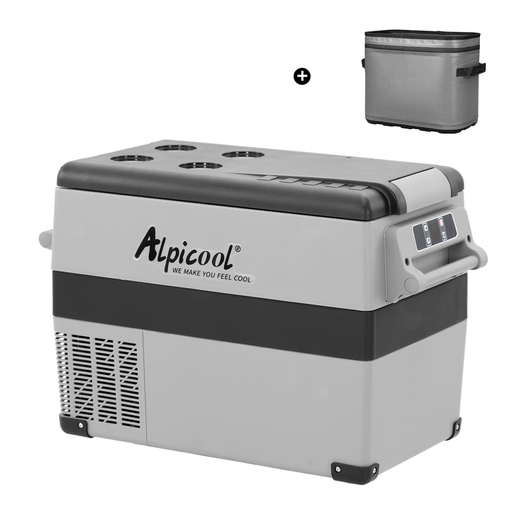 Alpicool CF45 Dual-Zone Car Fridge Freezer, 42Qt - Bluetooth, App, Shock-Proof, Insulated Bag Included