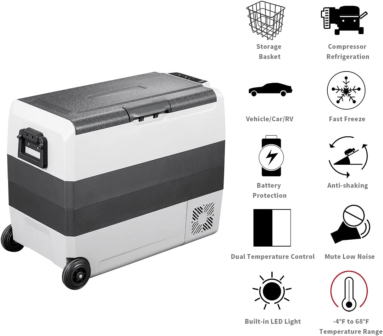 Car fridge with store built in battery