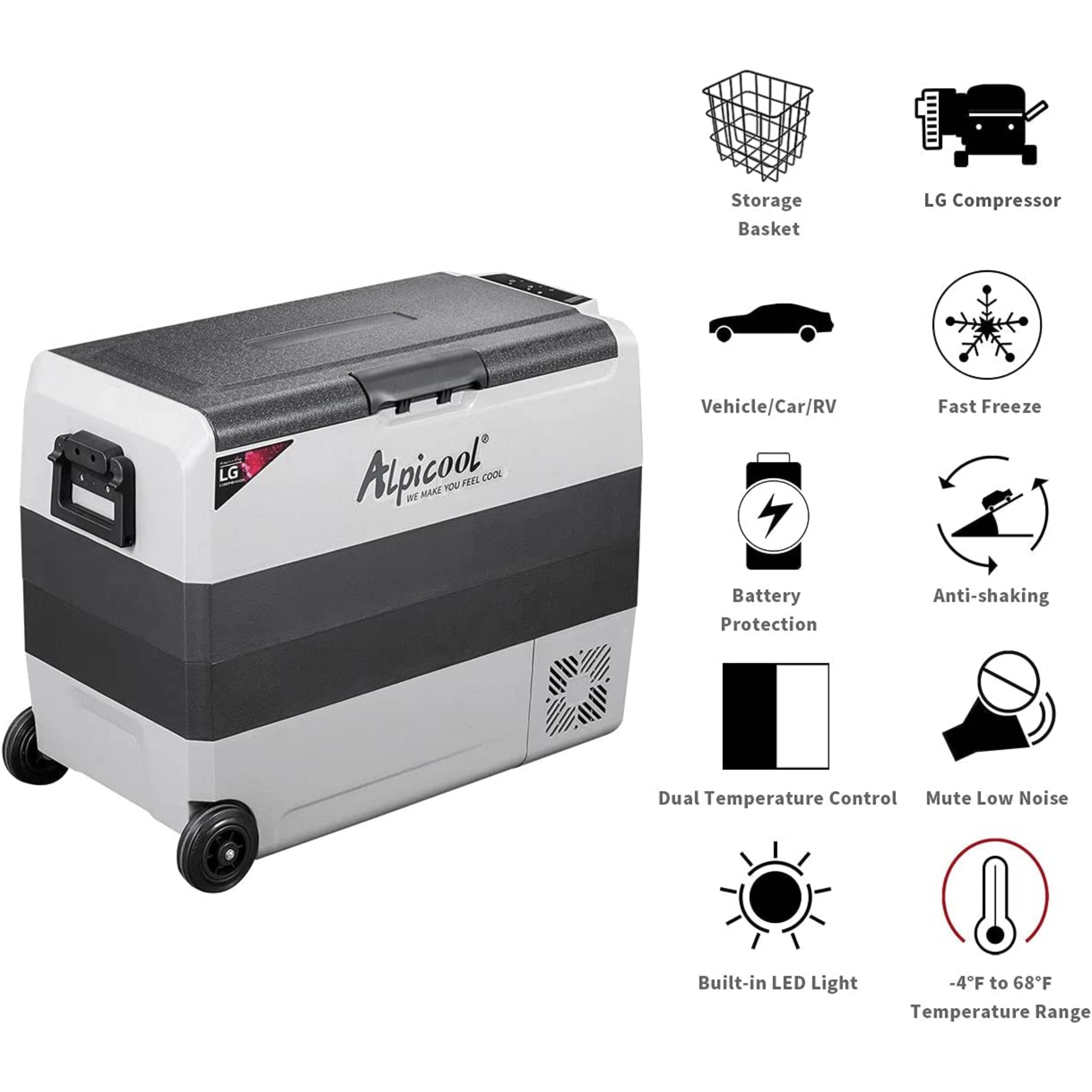 Alpicool LGT60 Flexible Dual Zone Portable Car Fridge