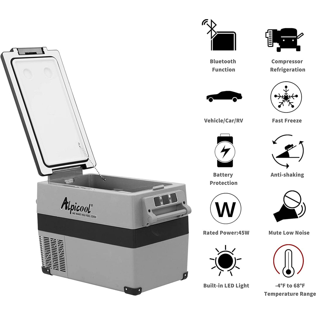 Alpicool CF45 Dual-Zone 42Qt Car Fridge Freezer - Bluetooth, App Control, Shock-Resistant Design