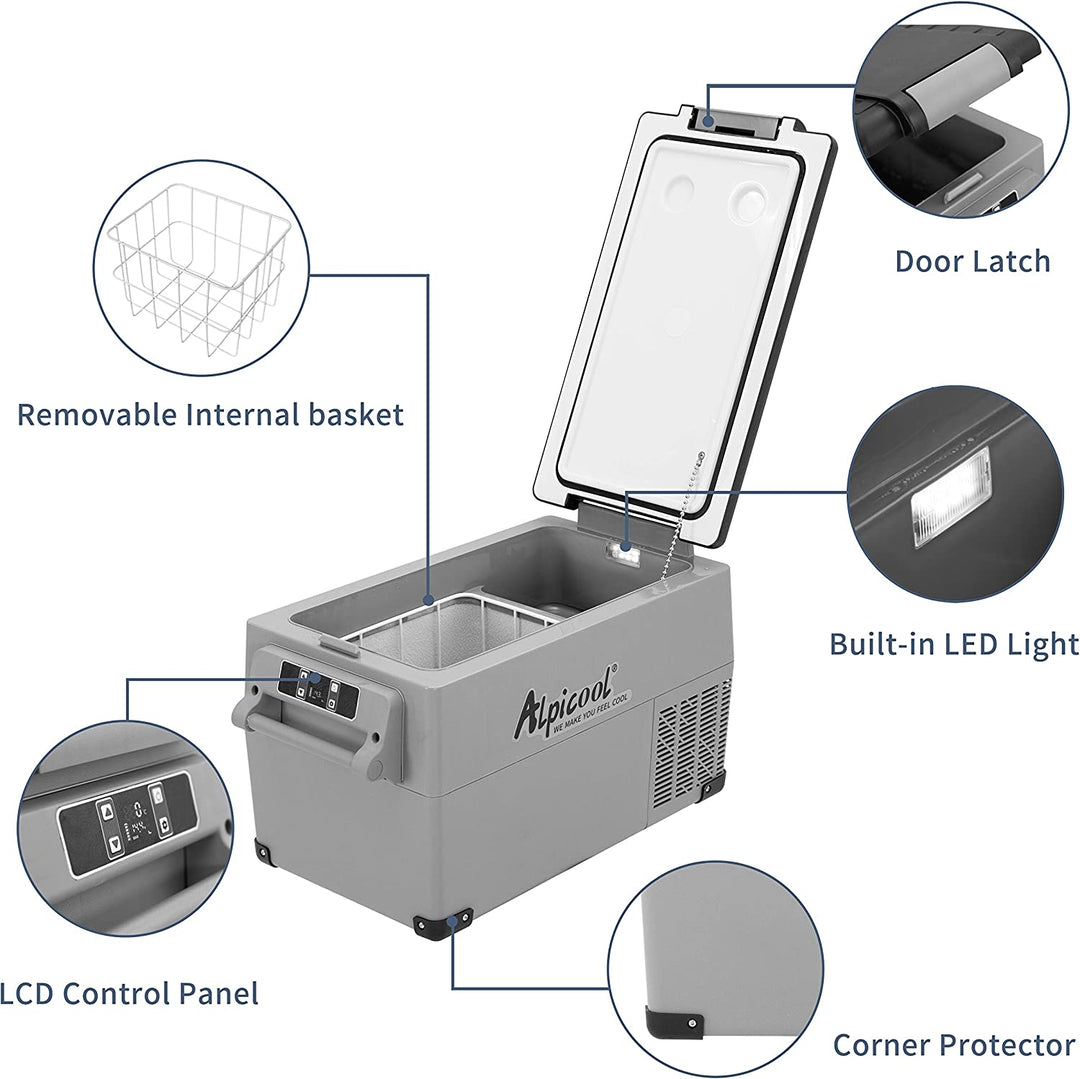 Alpicool CF35 Dual-Area Car Fridge - 30 Liter Capacity, -4°F to 68°F, Bluetooth App, Great for Vehicles