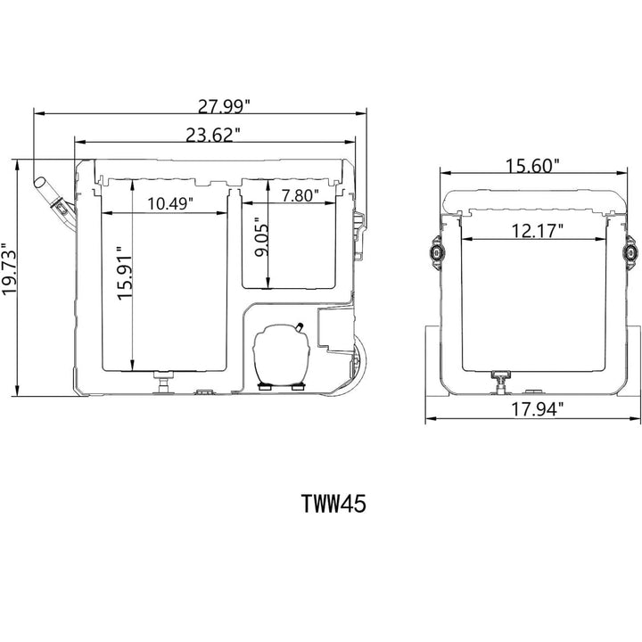 Alpicool TWW45 Portable Dual Zone Car Fridge With Wheels