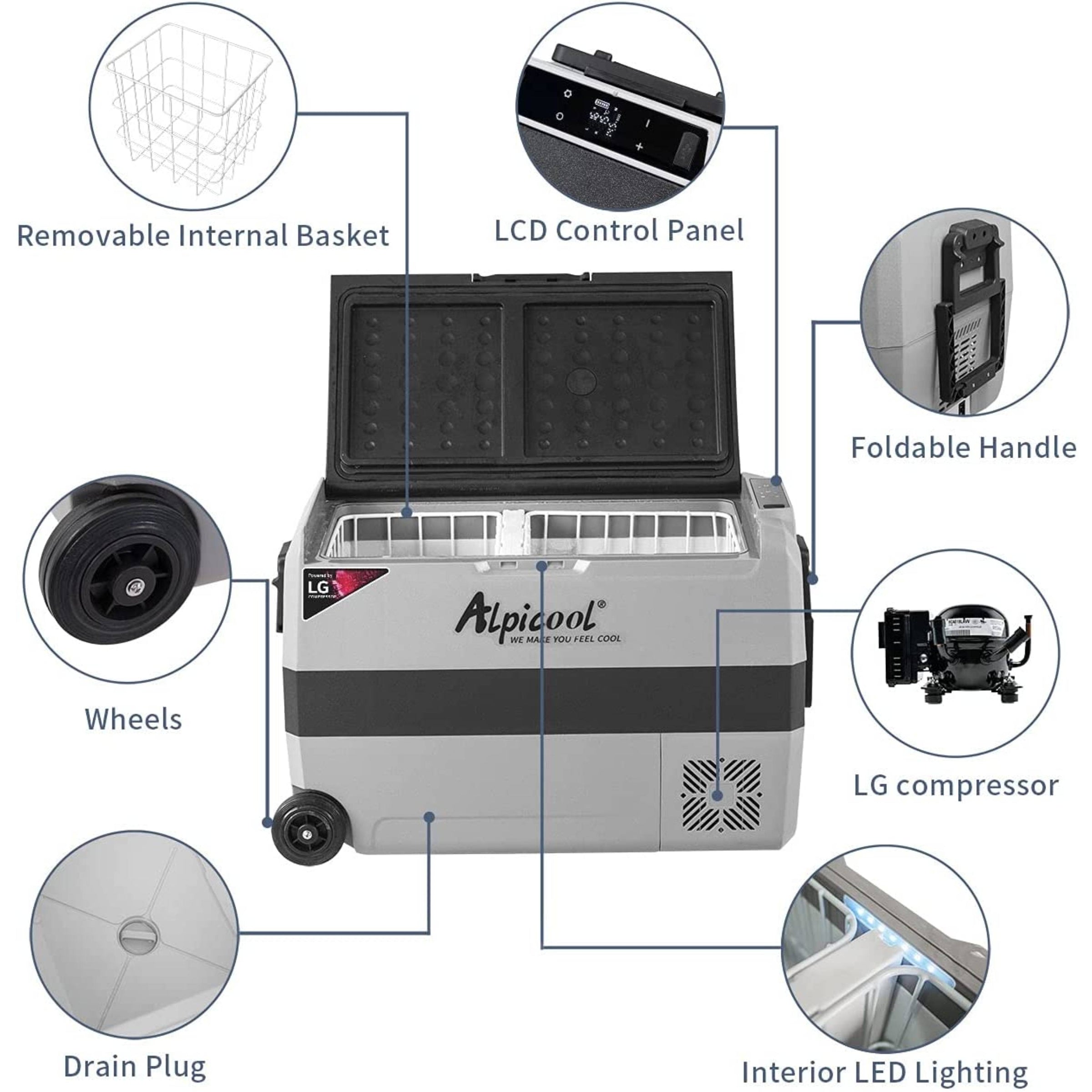 Alipicool Alpicool APLT50-LG Portable Car Fridge