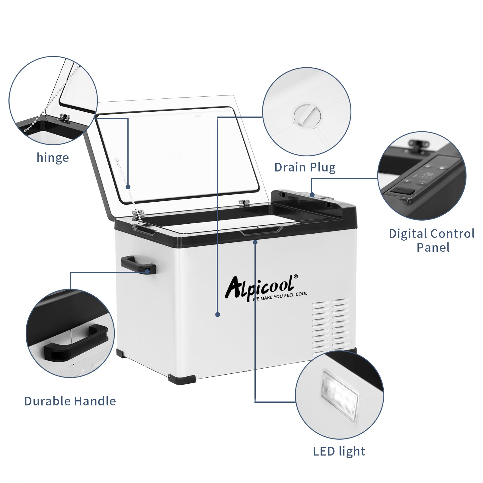 Alpicool C40 38 Quart Car Refrigerator - Roomy Capacity, Dual Voltage 12V/110V Power, Ideal for Vehicles, Camping & More