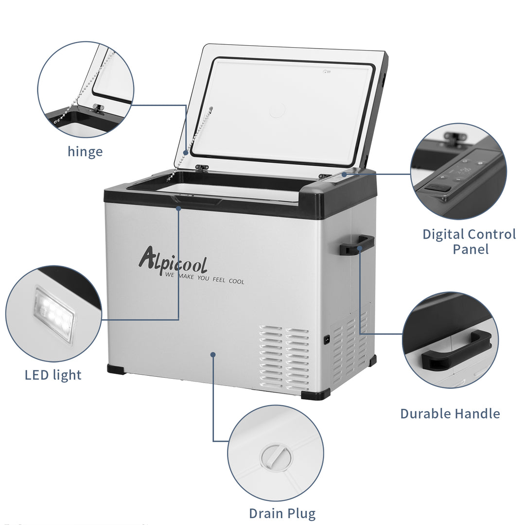 Alpicool C50 47Qt Car Fridge Freezer - Spacious Storage, Ideal for Vehicles, Camping & Beyond