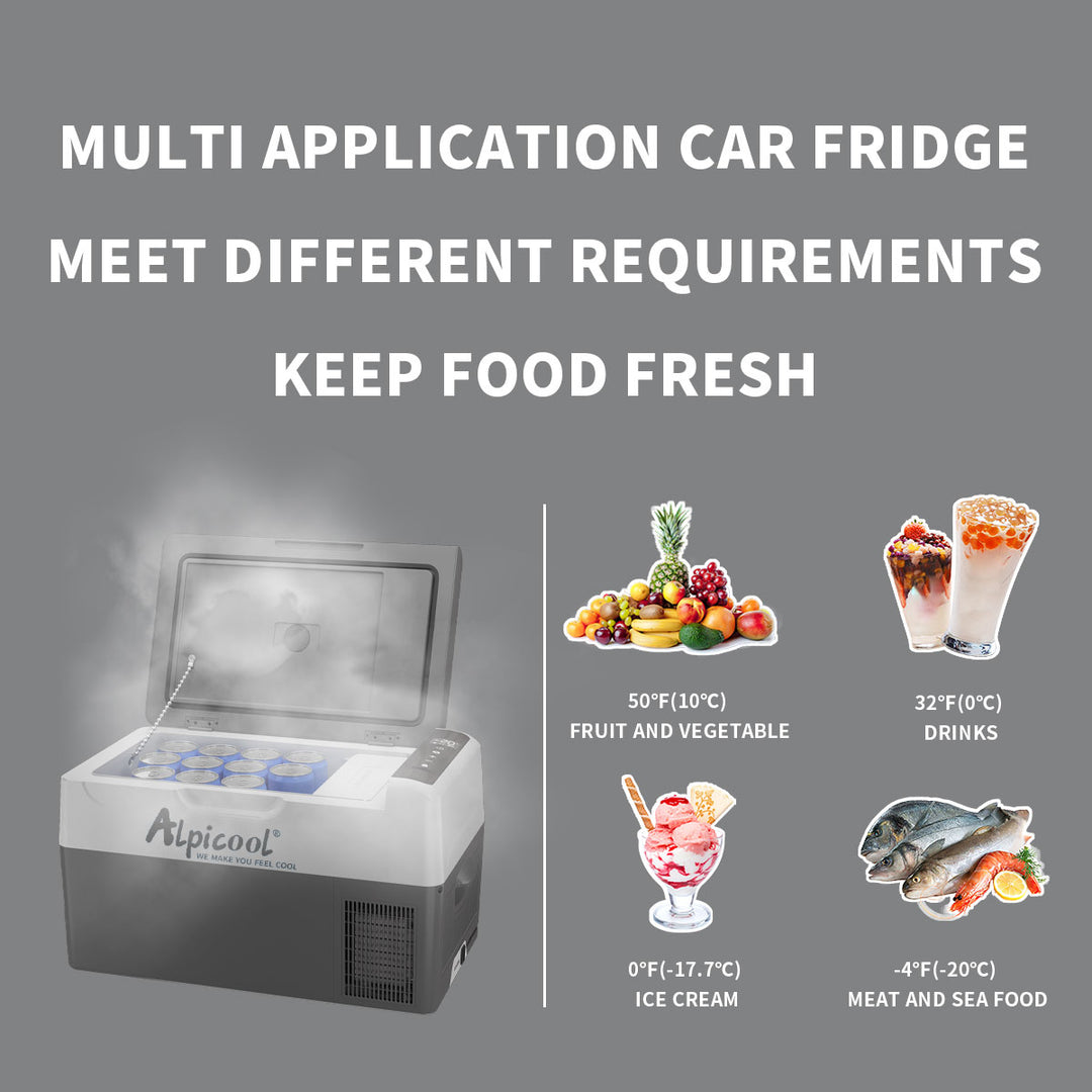 Alpicool G22 Portable Car Fridge, 22Qt - Bluetooth App Control, Shock-Resistant, Ice Tray